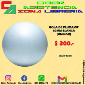BOLA DE PLUMAVIT 60MM BLANCA (UNIDAD)