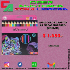 LAPIZ COLOR GRAFITO 24 PIEZAS MOTARRO (UNIDAD)