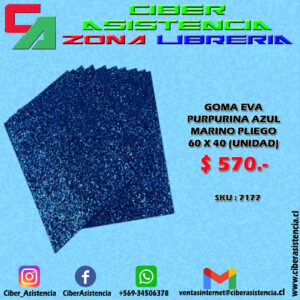 GOMA EVA PURPURINA AZUL MARINO PLIEGO 60 X 40 (UNIDAD)