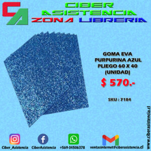 GOMA EVA  PURPURINA AZUL PLIEGO 60 X 40 (UNIDAD)