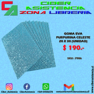 GOMA EVA PURPURINA CELESTE 20 X 30 (UNIDAD)