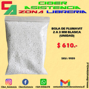BOLA DE PLUMAVIT 2 A 3 MM BLANCA (UNIDAD)