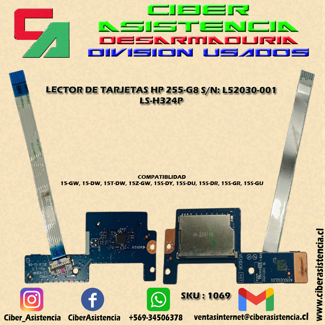 LECTOR DE TARJETAS HP 255-G8 S/N: L52030-001 LS-H324P