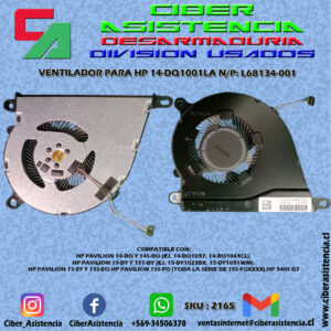 VENTILADOR PARA HP 14-DQ1001LA N/P: L68134-001