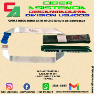 CABLE DISCO DURO SATA HP 240 G7 N/P: 6017B0972501