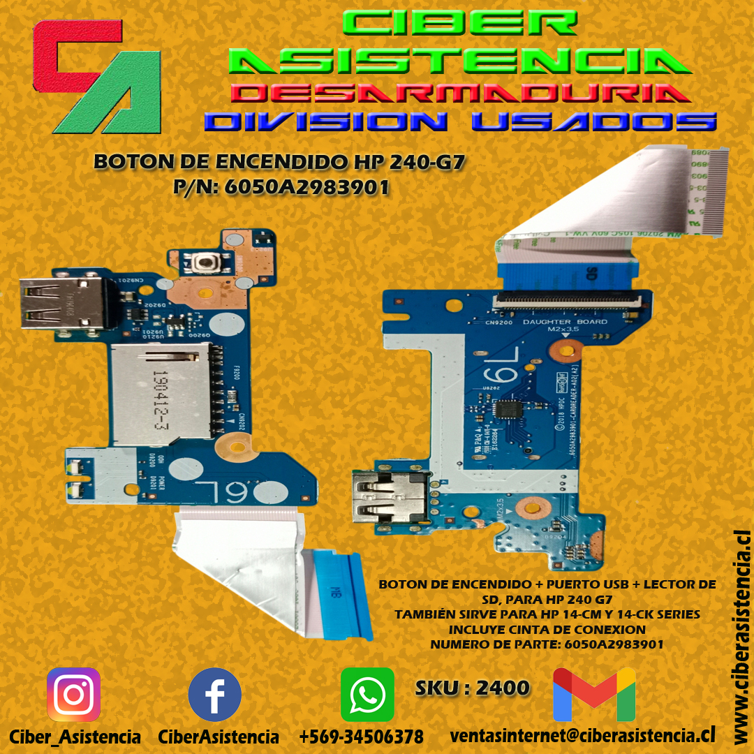 BOTON DE ENCENDIDO HP 240-G7 P/N: 6050A2983901