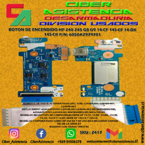 BOTON DE ENCENDIDO HP 240 245 G8 G9 14-CF 14S-CF 14-DK 14S-CR P/N: 6050A2979701
