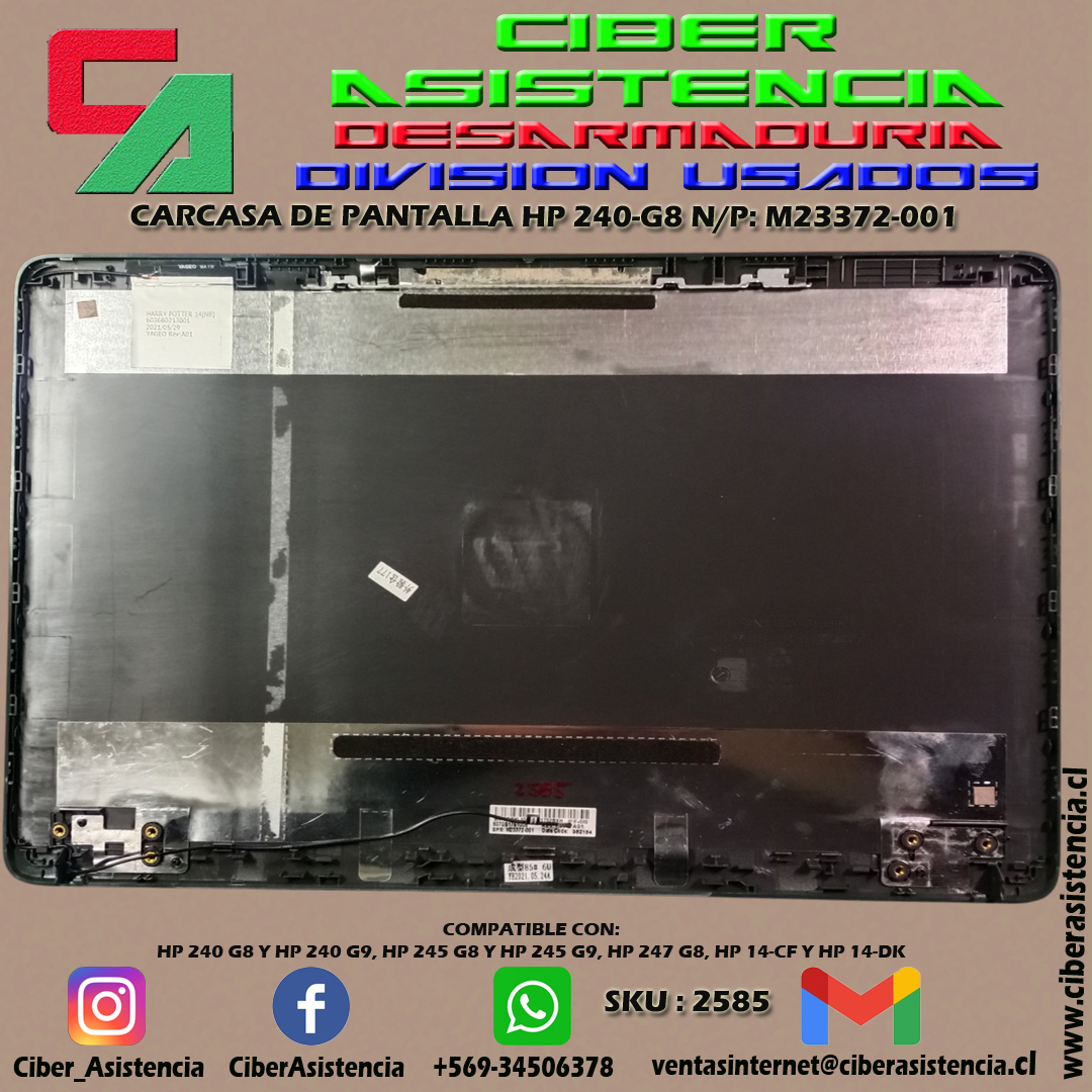 CARCASA DE PANTALLA HP 240-G8 N/P: M23372-001 - Imagen 2