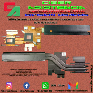 DISIPADADOR DE CALOR ACER NITRO 5 AN515-52-51RW N/P: M75144-001