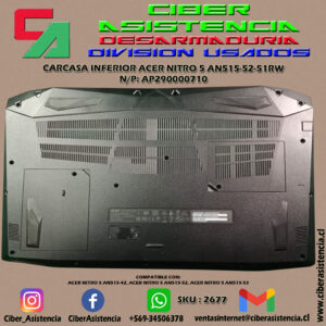 CARCASA INFERIOR ACER NITRO 5 AN515-52-51RW N/P: AP290000710