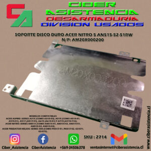SOPORTE DISCO DURO ACER NITRO 5 AN515-52-51RW N/P: AM20X000200