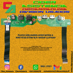 PLACA USB/AUDIO ACER NITRO 5 AN515-52-51RW N/P: DH5VF LS-F954P