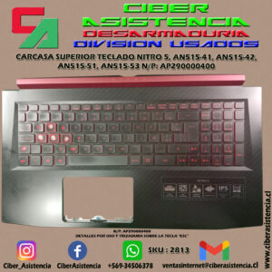 CARCASA SUPERIOR TECLADO NITRO 5, AN515-41, AN515-42, AN515-51, AN515-53