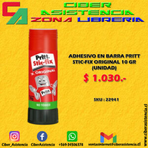 ADHESIVO EN BARRA PRITT STIC-FIX ORIGINAL 10 GR  (UNIDAD)