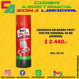 ADHESIVO EN BARRA PRITT STIC-FIX ORIGINAL 40 GR  (UNIDAD)
