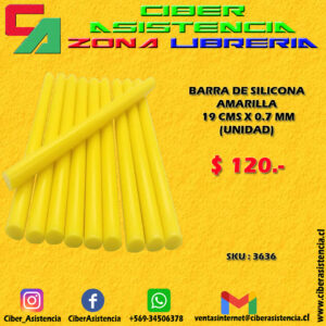 BARRA DE SILICONA AMARILLA 19 CMS X 0.7 MM (UNIDAD)