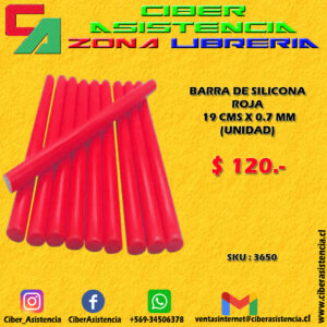 BARRA DE SILICONA ROJA 19 CMS X 0.7 MM (UNIDAD)