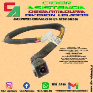 JACK POWER COMPAQ C700 N/P: DC301002B00