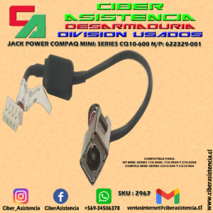 JACK POWER COMPAQ MINI: SERIES CQ10-600 N/P: 622329-001