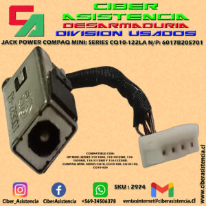 JACK POWER COMPAQ MINI: SERIES CQ10-122LA N/P: 6017B205701
