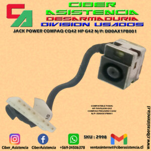 JACK POWER COMPAQ CQ42 HP G42 N/P: DD0AX1PB001