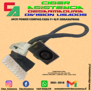 JACK POWER COMPAQ CQ56 Y+ N/P: DD0AX6PB000