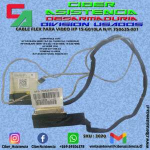 CABLE FLEX PARA VIDEO HP 15-G010LA N/P: 750635-001