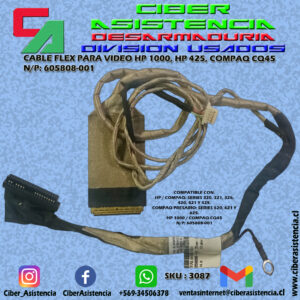 CABLE FLEX PARA VIDEO HP 1000, HP 425, COMPAQ CQ45 N/P: 605808-001