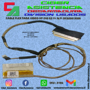 CABLE FLEX PARA VIDEO HP 240 G3 Y+ N/P: DC02001XI00