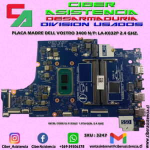 PLACA MADRE DELL VOSTRO 3400 N/P: LA-K032P 2.4 GHZ.