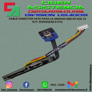 CABLE CONECTOR SATA PARA LA UNIDAD HDD HP AIO 18 N/P: 35090QE00-519-G