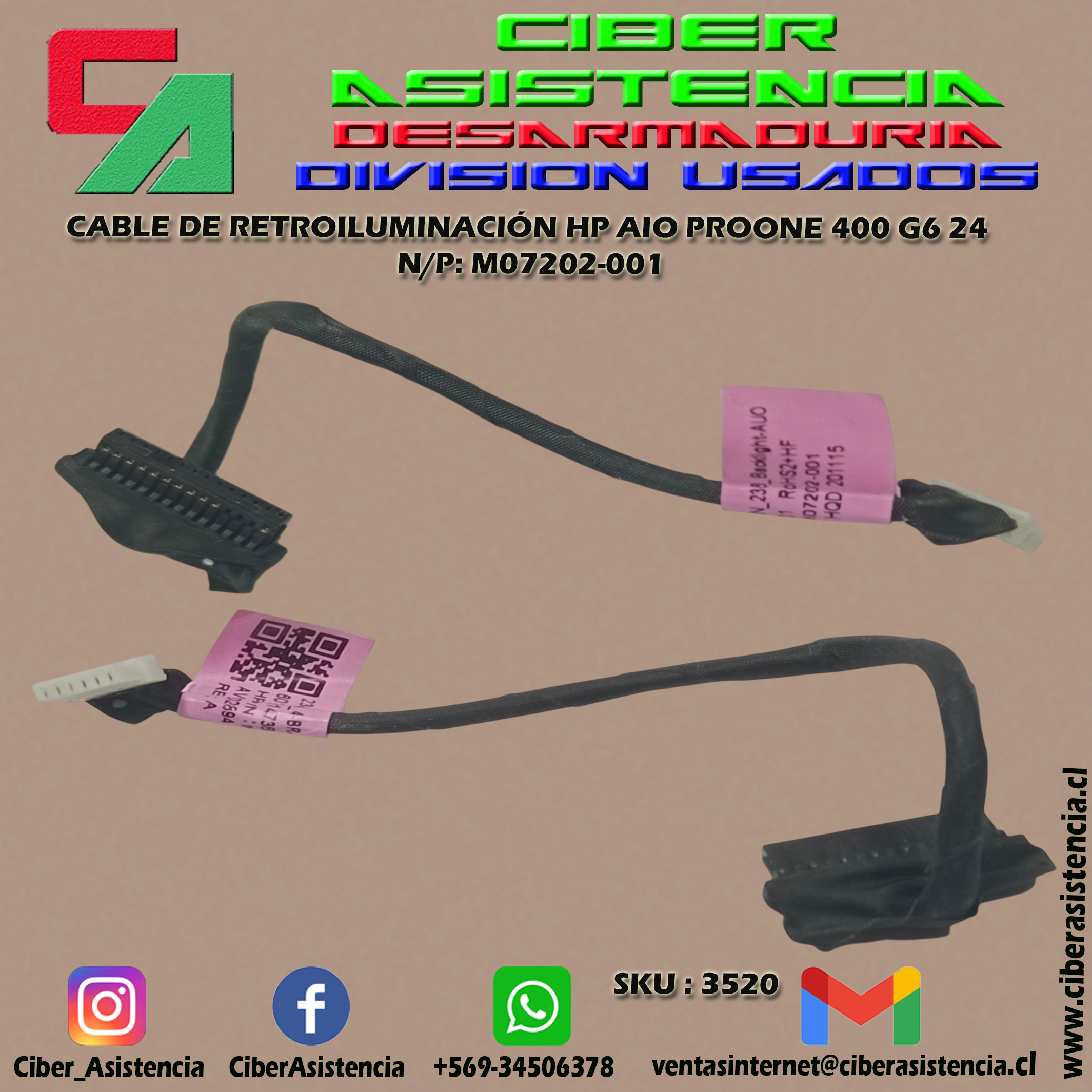 CABLE DE RETROILUMINACIÓN HP AIO PROONE 400 G6 24 N/P: M07202-001