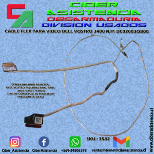 CABLE FLEX PARA VIDEO DELL VOSTRO 3400 N/P: DC02003QB00